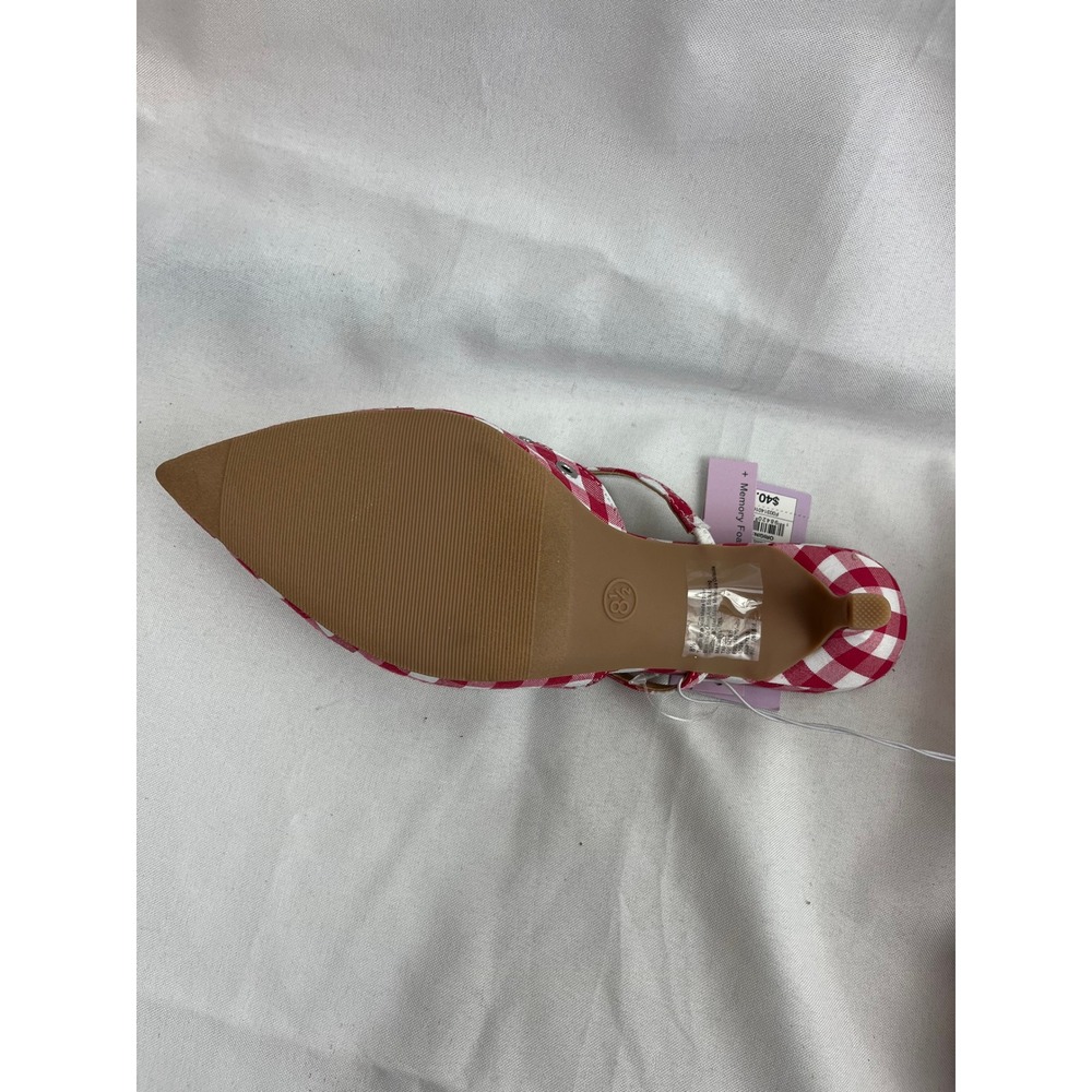 Wild Fable Red Gingham Pointed Toe Kitten Heel Mules Bow Detail Size 8.5 NEW - Picture 5 of 6
